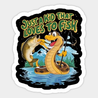 Whimsical Snake and Fish Sticker